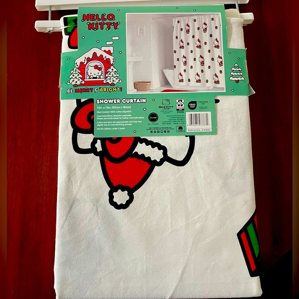 New With Tags Sanrio Hello Kitty Christmas shower curtain